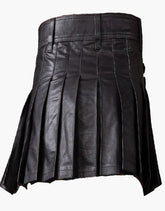 MINI KILT IN BLACK LEATHER - Scottish Kilt Jacket™ USA-UK